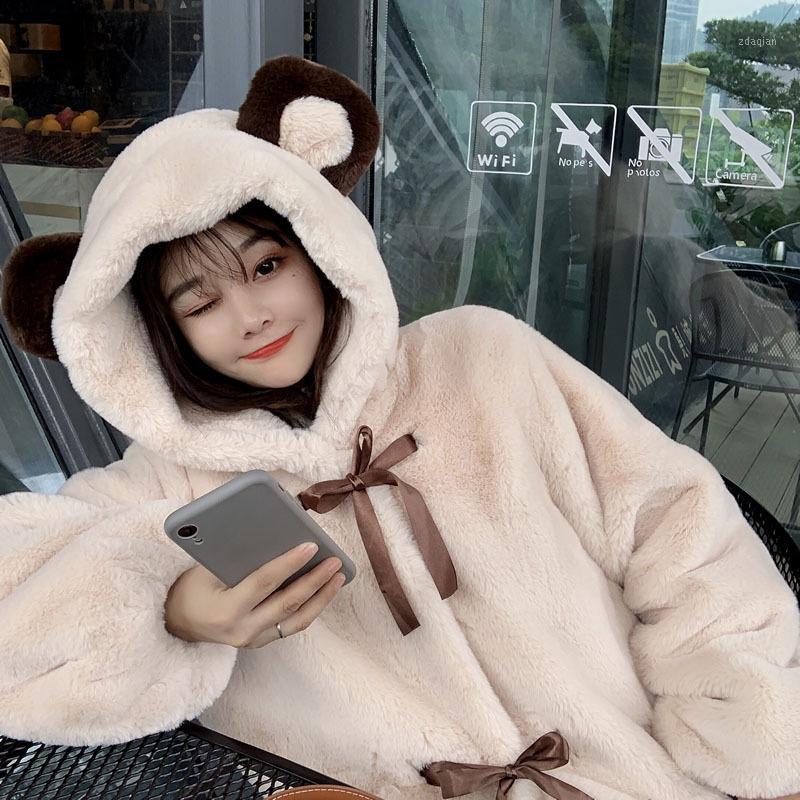 Fur Coat Women' Autumn/Winter 2020 Fashion New Cute Student Hooded Long-Sleeved Bear Ears Thickened Warm Faux Fur Coat 1051, Apricot
Fur Coat Women' Autumn/Winter 2020 Fashion New Cute Student Hooded Long-Sleeved Bear Ears Thickened Warm Faux Fur Coat 1051, Apricot