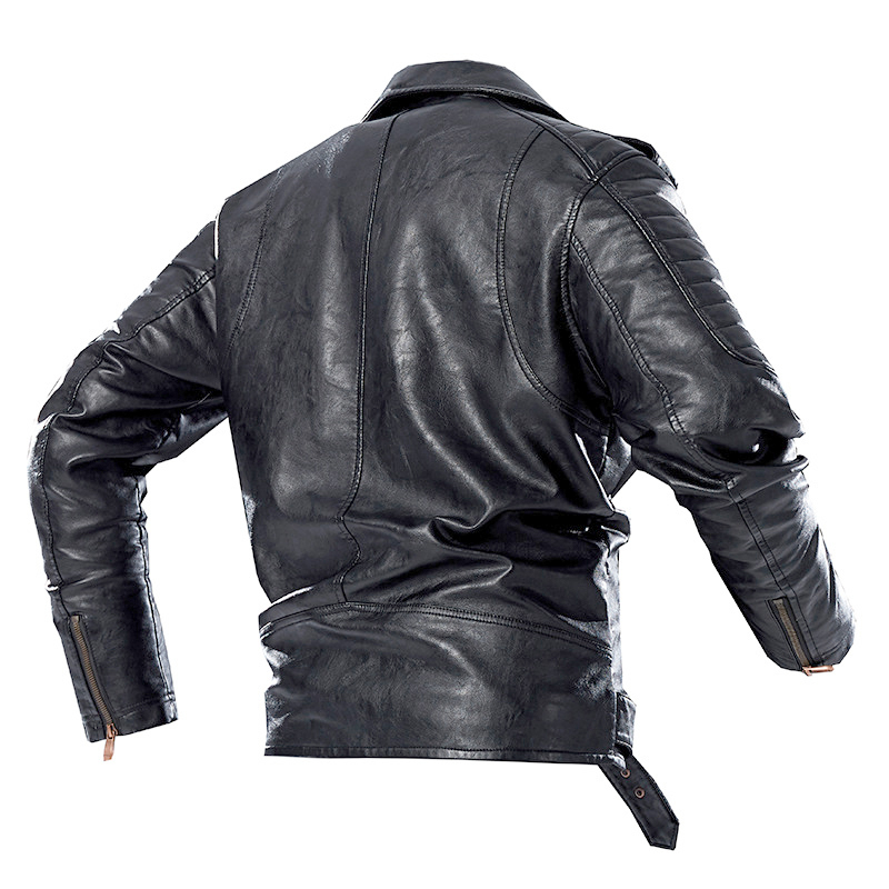 Men Trendy Fashion Motorcycle Jacket Men Vintage Biker Leather Jacket Coat Winter Fleece Casual Faux Leather Outerwear 201128