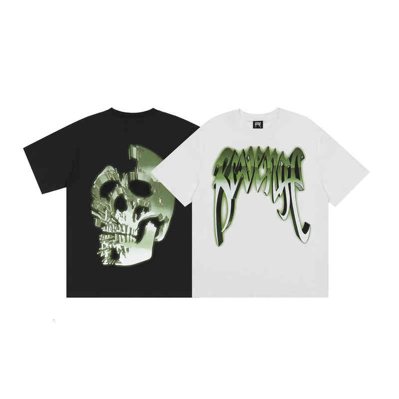 Spring 2022 and Summer Men's Women's Couple's Letter Revenge Printed Skull Short Sleeve T-shirt