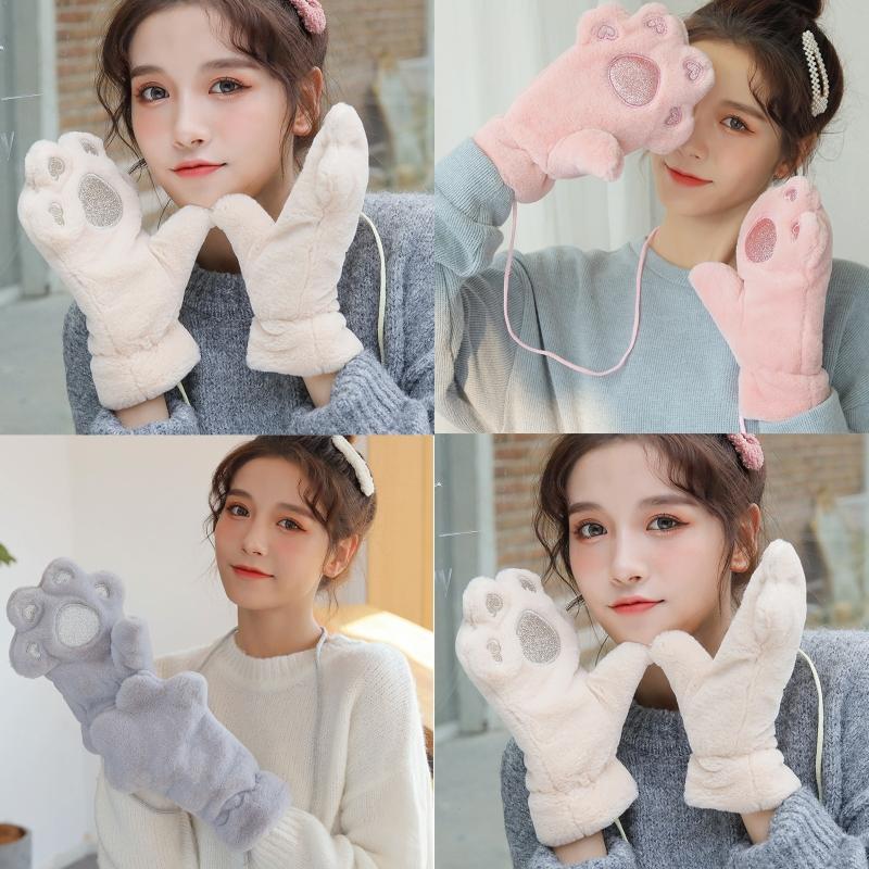 Five Fingers Gloves Women Winter Thick Fluffy Plush Full Finger Cartoon Bear Embroidery Student Outdoor Warm Mittens With String
Five Fingers Gloves Women Winter Thick Fluffy Plush Full Finger Cartoon Bear Embroidery Student Outdoor Warm Mittens With String