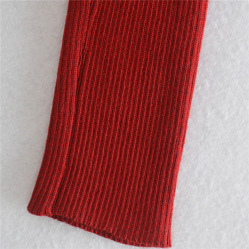 BLSQR Vintage Square Neck Women Sweater Red Long Sleeve Female knitted sweater Elasticity ladies pullover jumper 201222