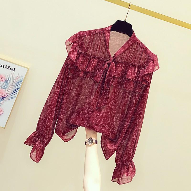 Polka Dot Floral Red Chiffon Shirt for Women 2020 New Autumn Suoer Fairy Top Elegant Ruffles Long Sleeve Female Shirts1, Wine red
Polka Dot Floral Red Chiffon Shirt for Women 2020 New Autumn Suoer Fairy Top Elegant Ruffles Long Sleeve Female Shirts1, Wine red