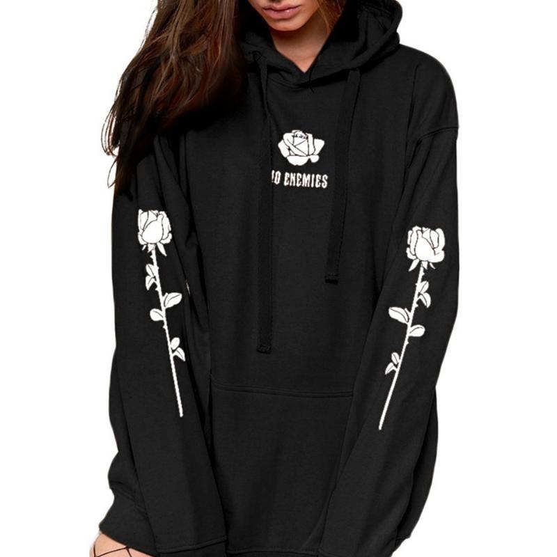 Women's Hoodies & Sweatshirts 2021 Womens Orange Sweatshirt Rose Hoodie Plus Size Kangaroo Pocket Oversized Thick