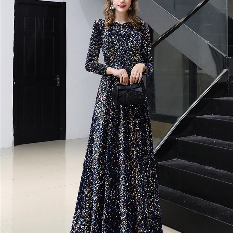 Long Sleeves Prom Dresses New Elegant A-line Floor-length Sequin Women Formal Gowns Plus Size For Evening Party 201113, As picture
Long Sleeves Prom Dresses New Elegant A-line Floor-length Sequin Women Formal Gowns Plus Size For Evening Party 201113, As picture