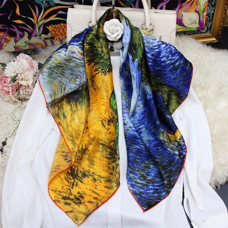Scarves 100% Silk Scarf Women Paintings High-end Spring Autumn Pure Real Summer Square Bandana Gift
Scarves 100% Silk Scarf Women Paintings High-end Spring Autumn Pure Real Summer Square Bandana Gift