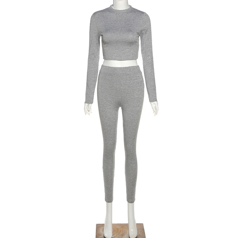 HAOYUAN Two Piece Set Jumpsuit for Women Tracksuit Long Sleeve Crop Top and Pants Sweat Suits Fall Clothes Lounge Wear Outfits 201007