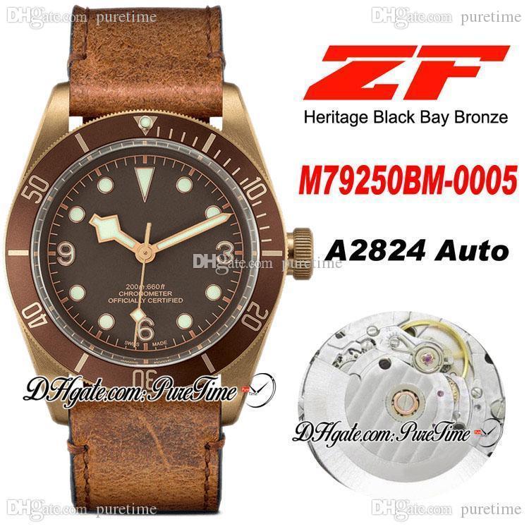 ZF 79250 Bronze A2824 Automatic Mens Watch 43mm Brown Dial Aged Brown Leather Strap Best Edition Puretime PTTD Free Nato Strap C14, Customized waterproof service 
ZF 79250 Bronze A2824 Automatic Mens Watch 43mm Brown Dial Aged Brown Leather Strap Best Edition Puretime PTTD Free Nato Strap C14, Customized waterproof service
