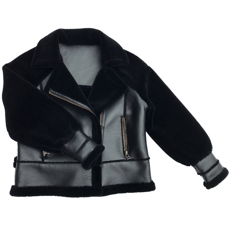 New Winter Short Real Lambs Jacket Women Fashion Superior Quality Natural Fur Shearling Coat Female Motorcycle Clothing Top 201020
