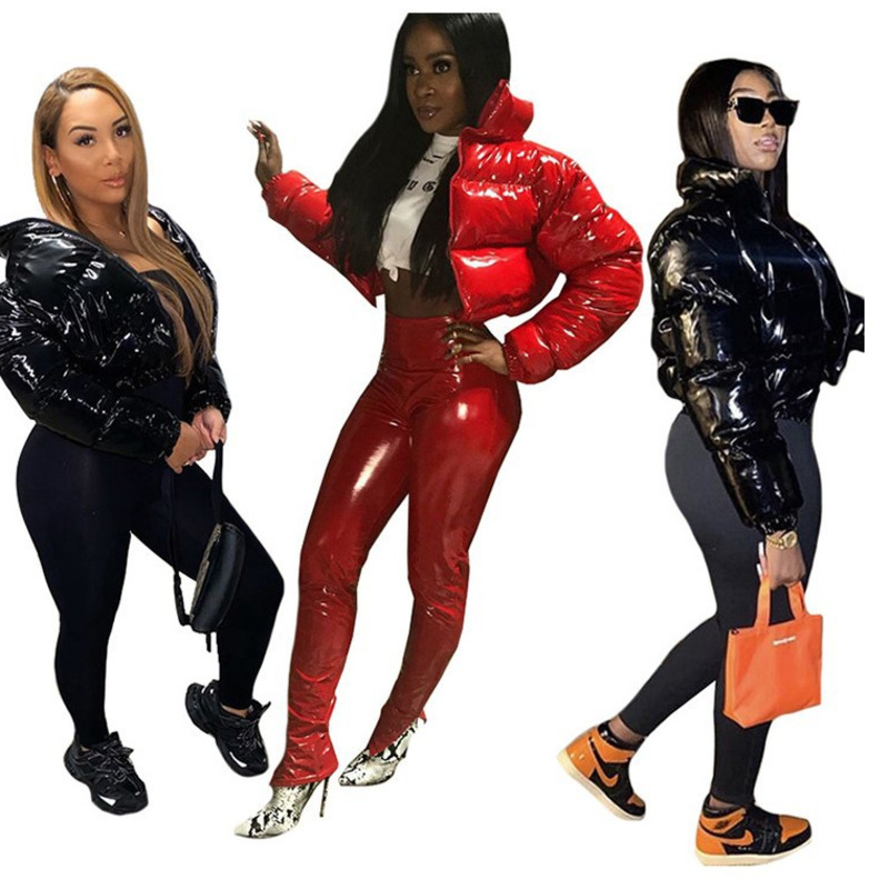 AtxyxtA Puffer Jacket Cropped Parka Bubble Coat Winter Women New Fashion Clothing Green XL LJ200929