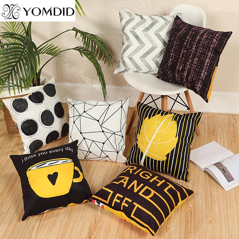Geometric Cushion Cover Black and Yellow Polyester Throw Pillow Case Striped Dotted Grid Triangular Geometric Art Cushion Cover, A1626
Geometric Cushion Cover Black and Yellow Polyester Throw Pillow Case Striped Dotted Grid Triangular Geometric Art Cushion Cover, A1626