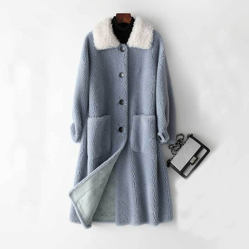 Winter New Women Cashmere Long Coat Elegant Suede Inner Furry Wool Coat Fashion Warm Coat With Pocket Casaco Feminino 201216