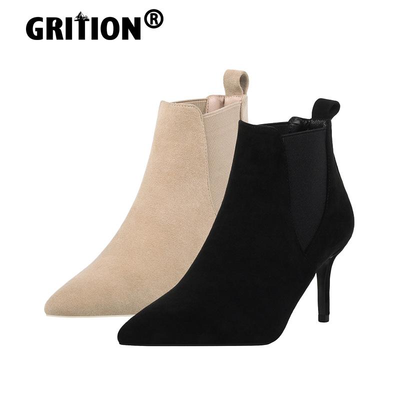GRITION Women Boots Ankle Shoes Thin High Heels Suede Pointed Toe Shoes Casual Party Ladies Sexy 7cm New Fashion Plus Size 34-42, Black
GRITION Women Boots Ankle Shoes Thin High Heels Suede Pointed Toe Shoes Casual Party Ladies Sexy 7cm New Fashion Plus Size 34-42, Black