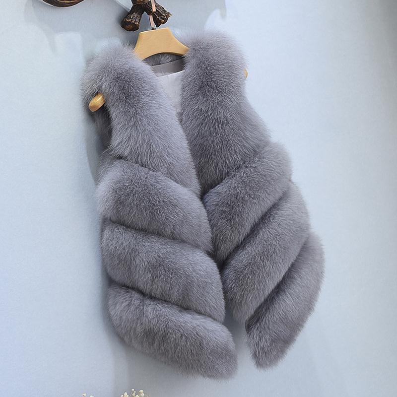 Sleeveless Jacket for Women Fox Fur Vest Winter Fox Fur Jacket Women Short Artificial Fur Coat Oversized Female Warm Vest 201211