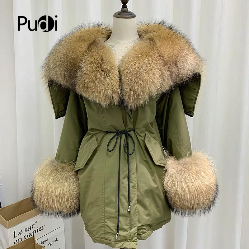 women real fur parka coat Winter new genuine raccoon fur collar jacket overcoats CT950 201016