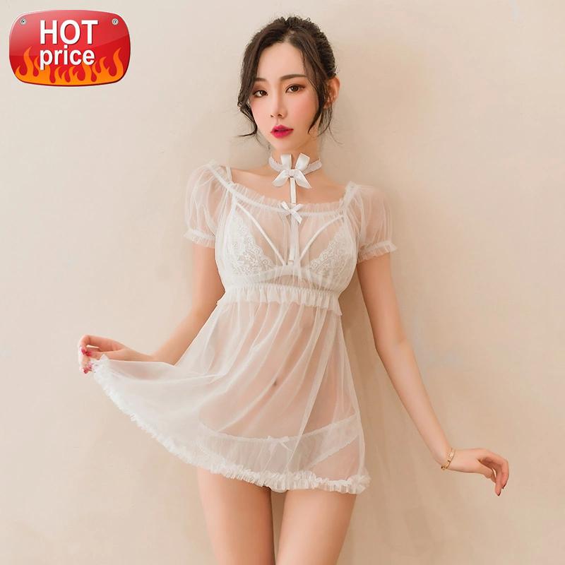 Ladies Sexy Lingerie Babydoll Sheer Dress for Sleep Women Mesh See Through Lace Sleepwear with Micro Bikini Bra and Panty Set #qj4z, Black;white
Ladies Sexy Lingerie Babydoll Sheer Dress for Sleep Women Mesh See Through Lace Sleepwear with Micro Bikini Bra and Panty Set #qj4z, Black;white