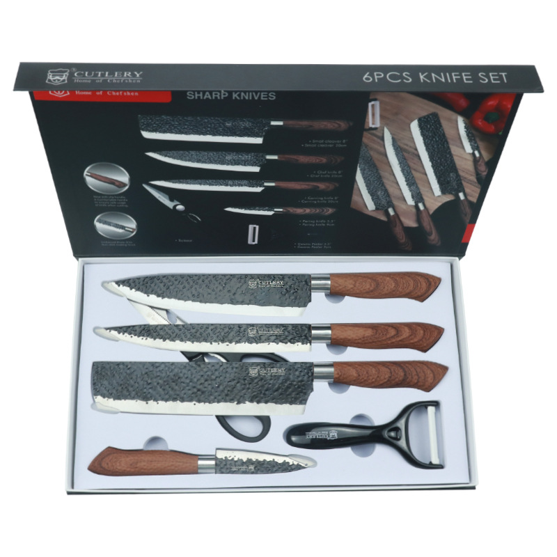 6-Piece set of high quality kitchen knives family hammer embossed kitchen knife set kitchen knife stainless steel fruit knife gift box BD60
6-Piece set of high quality kitchen knives family hammer embossed kitchen knife set kitchen knife stainless steel fruit knife gift box BD60