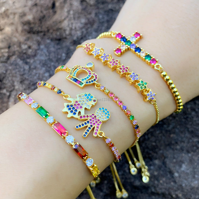 High quality 18k gold zircon diamond bracelet pull string adjustable Crown Heart Cross charm bracelets women fashion jewelry will and sandy, Golden;silver
High quality 18k gold zircon diamond bracelet pull string adjustable Crown Heart Cross charm bracelets women fashion jewelry will and sandy, Golden;silver