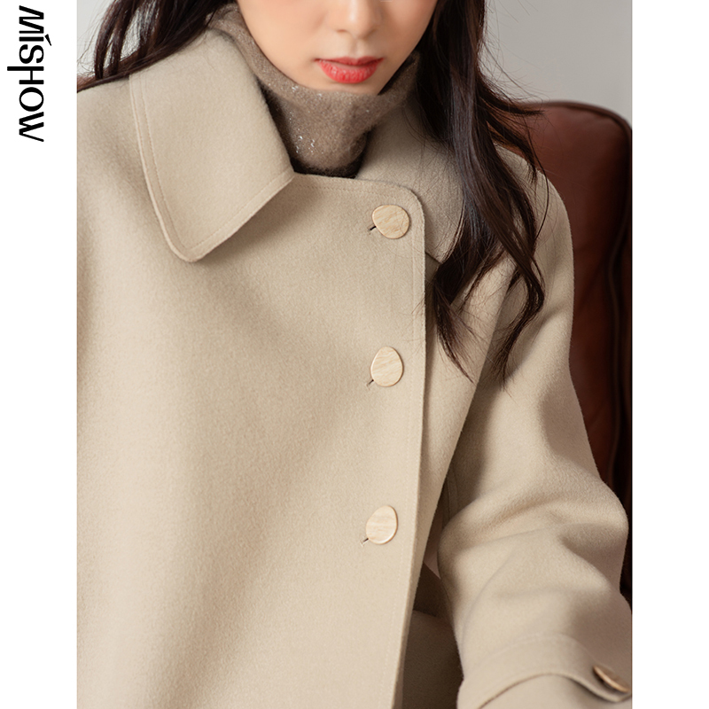 MISHOW Winter Wool Coats For Women Casual Solid Long Seeve Single Breasted Button Up Overcoats Female Jackets MX20D9646 201215