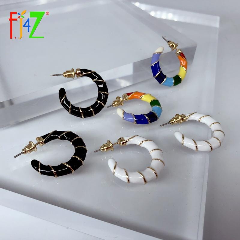 Hoop & Huggie F.J4Z Fashion Earrings For Women Brand Enamel Open C Ear Hoops Minimalist 3colors 24mm Drop
Hoop & Huggie F.J4Z Fashion Earrings For Women Brand Enamel Open C Ear Hoops Minimalist 3colors 24mm Drop