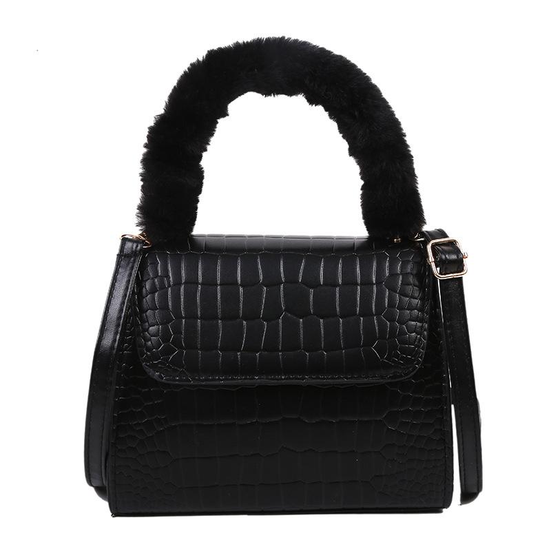 2021 New Crocodile Pattern Messenger Bag Plush Bag Girl Cute Shoulder Fashion Retro Female, Black
2021 New Crocodile Pattern Messenger Bag Plush Bag Girl Cute Shoulder Fashion Retro Female, Black