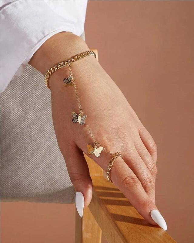 Hot Sale European&American Pop Punk Metal Small Butterfly Pendant Ring Bracelet Wholesale Cheap Bridal Hand Chain Accessories, White
Hot Sale European&American Pop Punk Metal Small Butterfly Pendant Ring Bracelet Wholesale Cheap Bridal Hand Chain Accessories, White