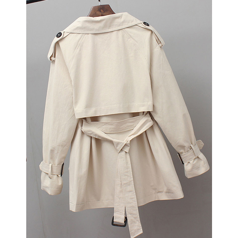 Women Short Trench Spring Windbreaker Coats Casual Loose Safari Clothes Fashion Stand Collar Drawstring Female Trench Coat 201030
