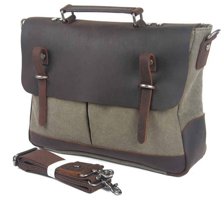 Genuine form from canvas men leather briefcase sack of the messenger man's shoulder crossbody tote bag, Coffee 
Genuine form from canvas men leather briefcase sack of the messenger man's shoulder crossbody tote bag, Coffee
