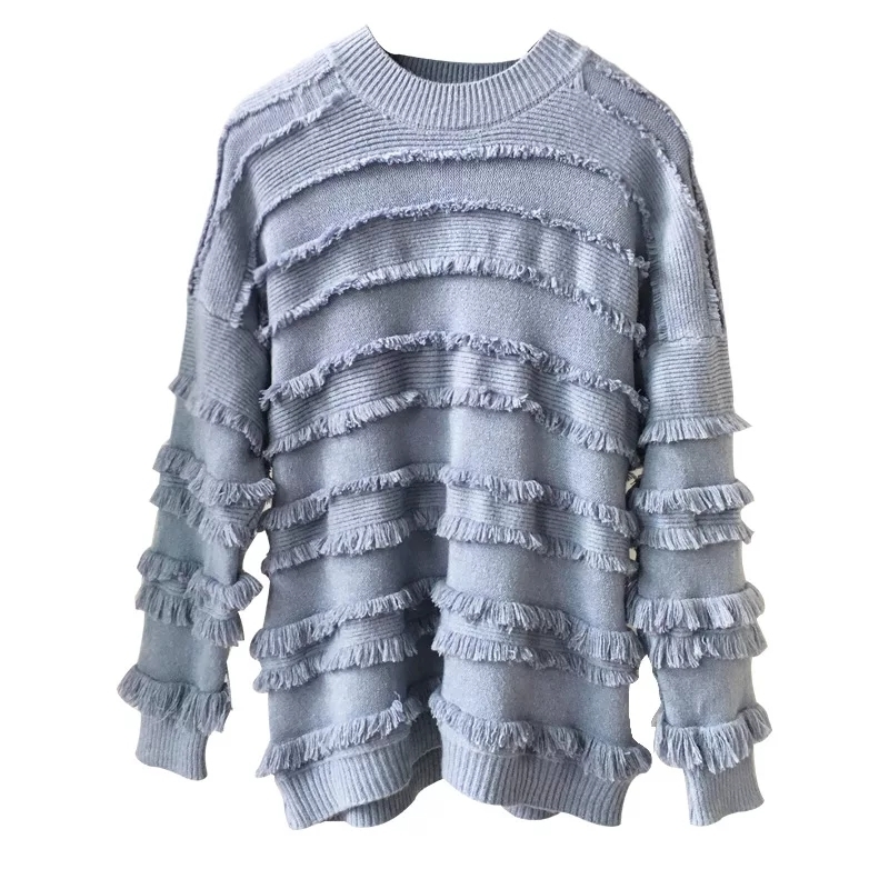 High-end fall temperament cotton hooded thick round neck loose sweater women's sweater 201023