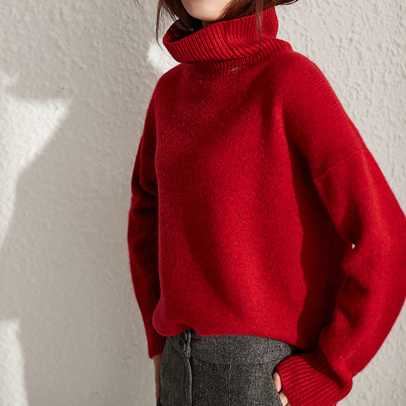 Turtleneck Cashmere sweater casual loose thickening women's Cashmere sweater Long sleeve Autumn and winter Trend product 201222