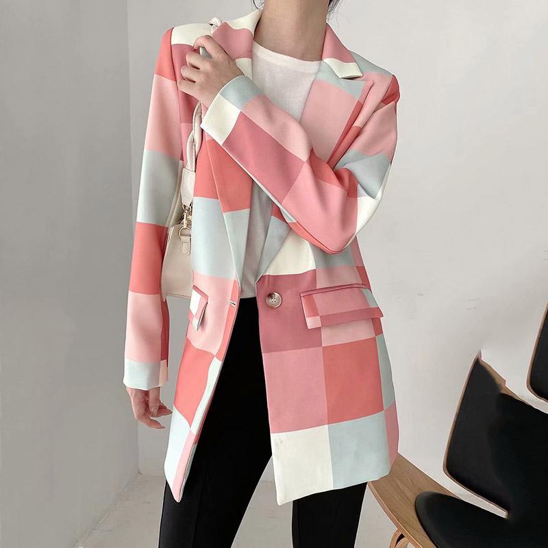 New Causal Women Single Button Plaid Blazer Coat Vintage Long Sleeve Pockets Female Outerwear Chic Tops, Pink
New Causal Women Single Button Plaid Blazer Coat Vintage Long Sleeve Pockets Female Outerwear Chic Tops, Pink