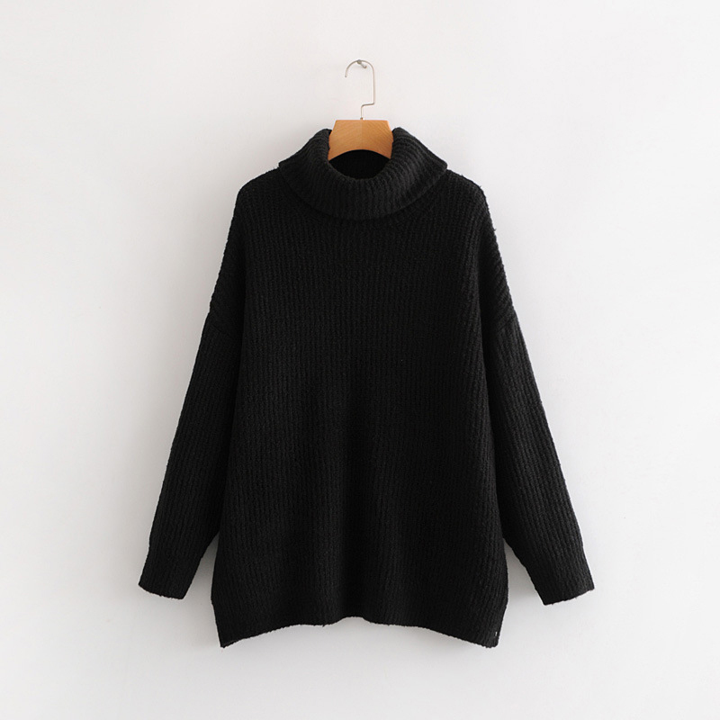 Oversize Turtleneck Knitted Women's Sweater Pullovers Long Batwing Sleeve Winter Solid Women Sweaters Loose Basic Jumper 201030wtt