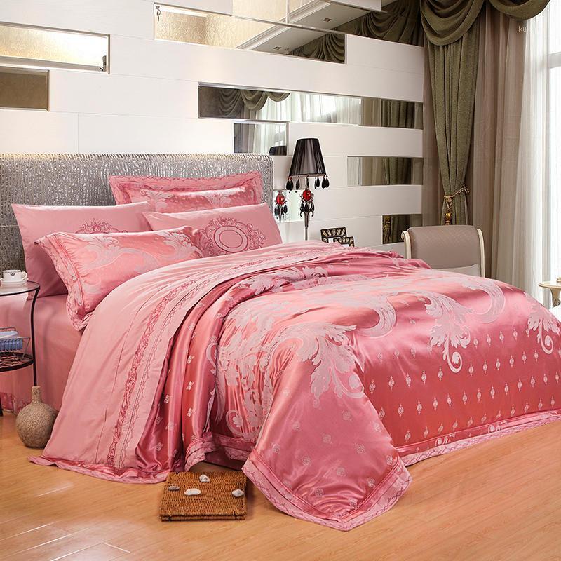 Satin jacquard Bedding Set Luxury Bedding Pink jade series Bed Set Silky Bed linen Macrame Sheet Phoenix tail Duvet Cover Quilt1, Colour 7
Satin jacquard Bedding Set Luxury Bedding Pink jade series Bed Set Silky Bed linen Macrame Sheet Phoenix tail Duvet Cover Quilt1, Colour 7