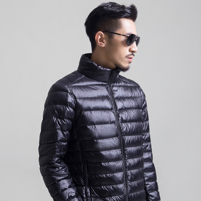 2020 Winter men' white duck light and solid color down male casual jacket thin zip outwear collar, Navy blue
2020 Winter men' white duck light and solid color down male casual jacket thin zip outwear collar, Navy blue