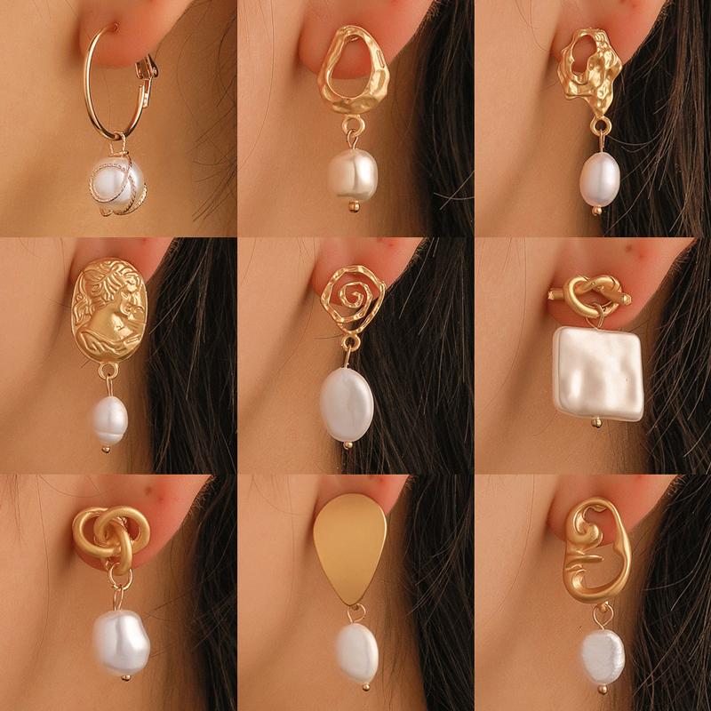 Modyle Korea Design Metal Gold Geometric Irregular Circle Square Natural Freshwater Pearl Drop Earrings for Women Girl Gift
Modyle Korea Design Metal Gold Geometric Irregular Circle Square Natural Freshwater Pearl Drop Earrings for Women Girl Gift