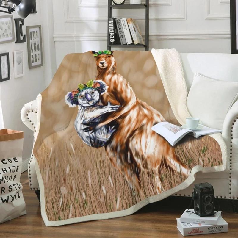 Scarves 3D Print Rectangle Sherpa Blanket Wearable Throw FJ41