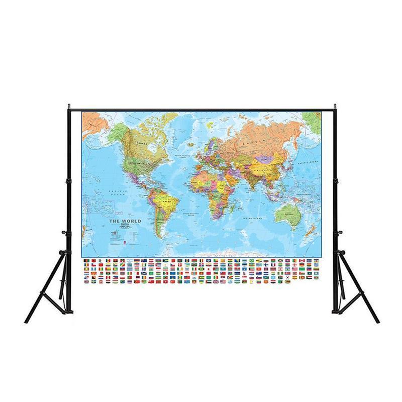 150x225cm The World Political Map Posters and Prints Study/Living Class Room Wall Art Pictures Canvas Paintings Home Decoration LJ201130