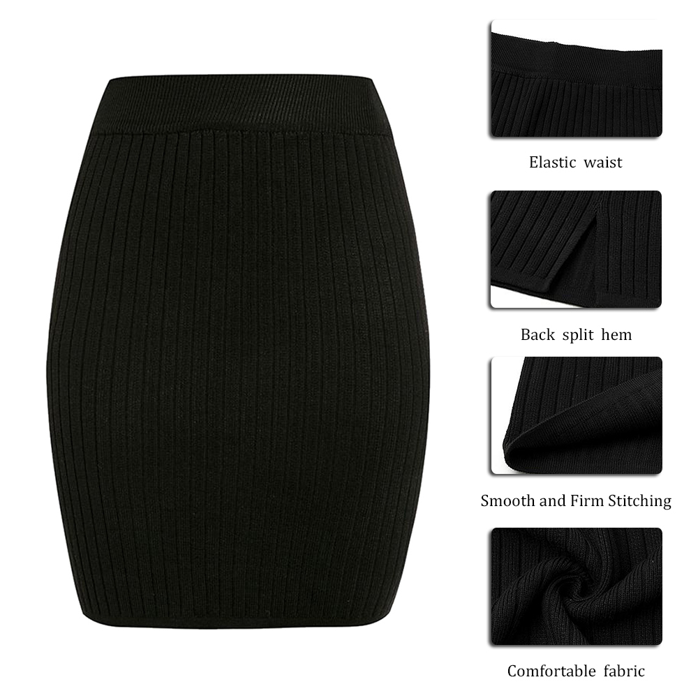 Muyogrt Women Office Midi Pencil Skirt Stretch Bodycon Tube Ladies Solid Skinny Knitted High Waist Autumn Fashion Hot 201110