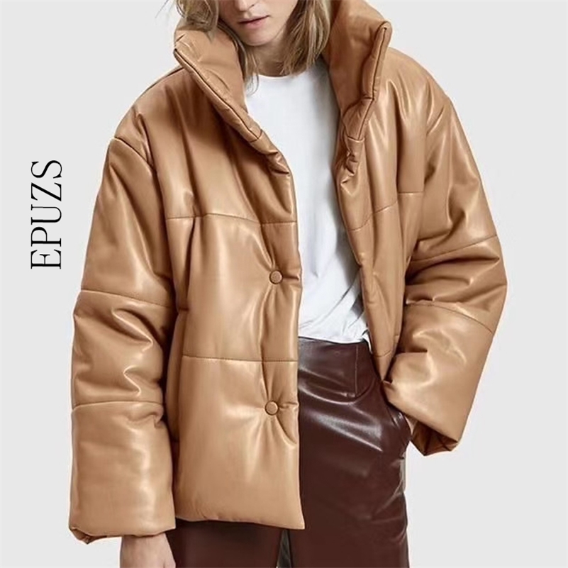 autumn winter jacket women coats padded PU leather parka ladies oversize warm coat women down jacket plus size 201217