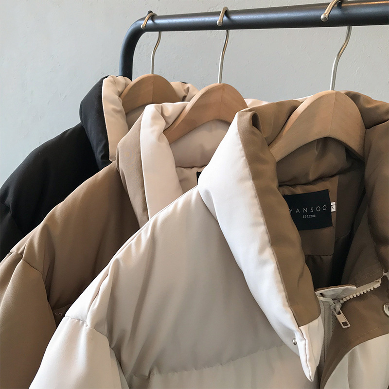 Winter Style Solid Cotton-Padded Jacket Women Oversize Bread Stand-Up Collar Thick Warm Causal Chic Coat Parka CRRIFLZ 201125
