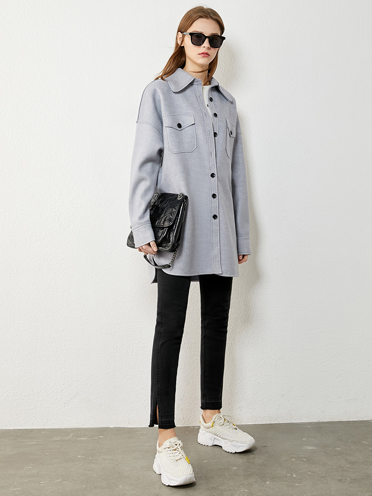 Amii Minimalism Autumn Winter Fashion Jacket Shirt Women Causal Solid Lapel Singlebreasted Loose Women's Tops 1221 201017