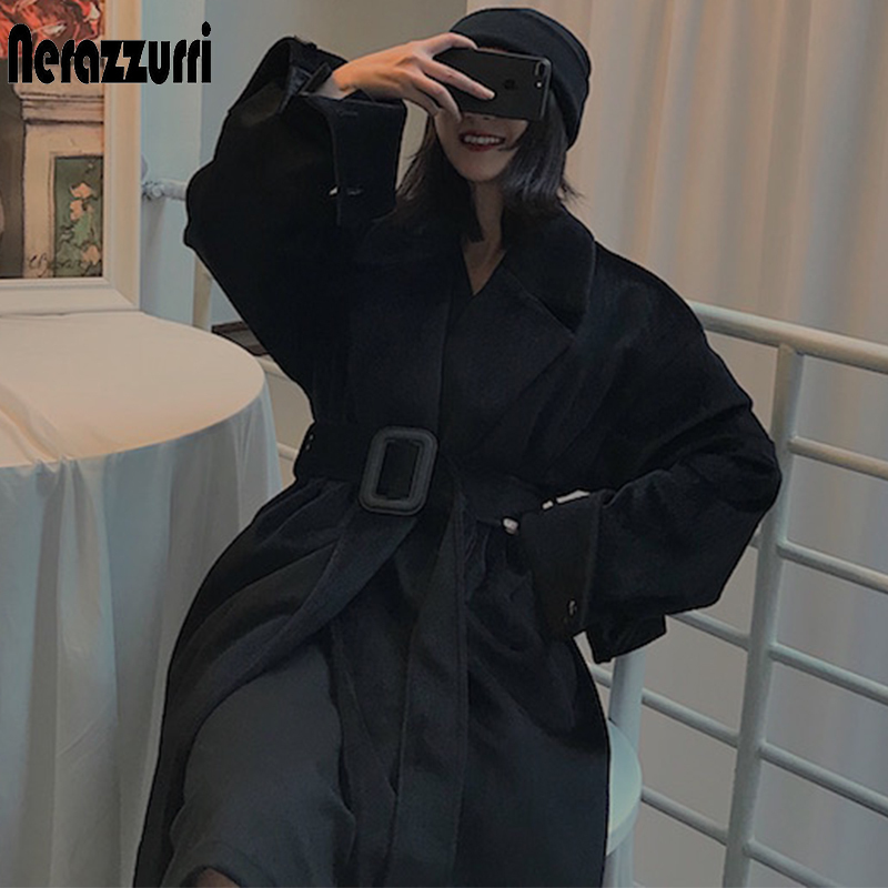Nerazzurri Oversized long black winter faux fur coat women belt long sleeve Warm furry fur coats for women Plus size fashion 7xl 201110