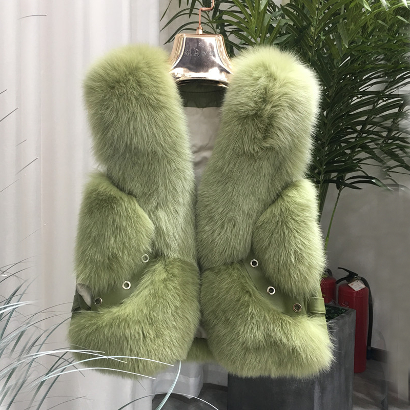 ZDFURS*Natural Waistcoat Short sleeveless Vestwoman winter warm Natural Vest Real Jacket Fox Fur Coats 201214