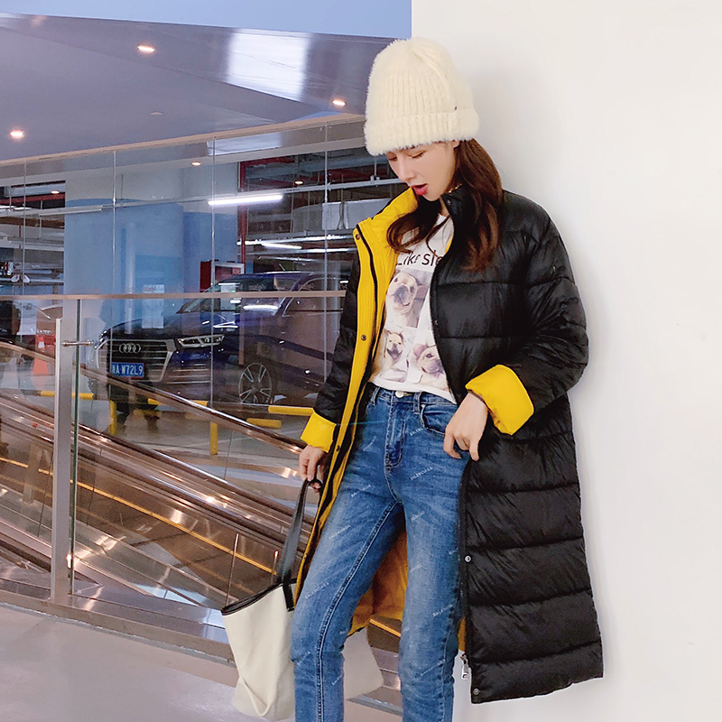 new style down jacket female color matching frivolous cotton-padded jacket east gate long coat 201127