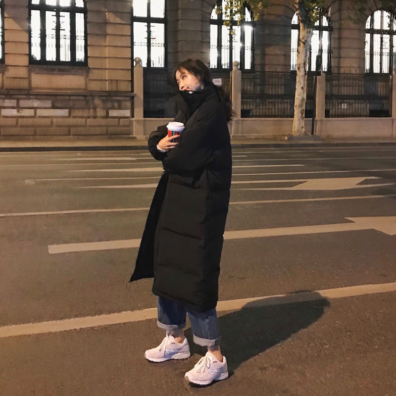 JuneLove Women's Oversize Over Knee Long Warm Coat Vintage Winter Cotton-Padded Jacket Parkas Casual Korean Female Thick Outwear 201217