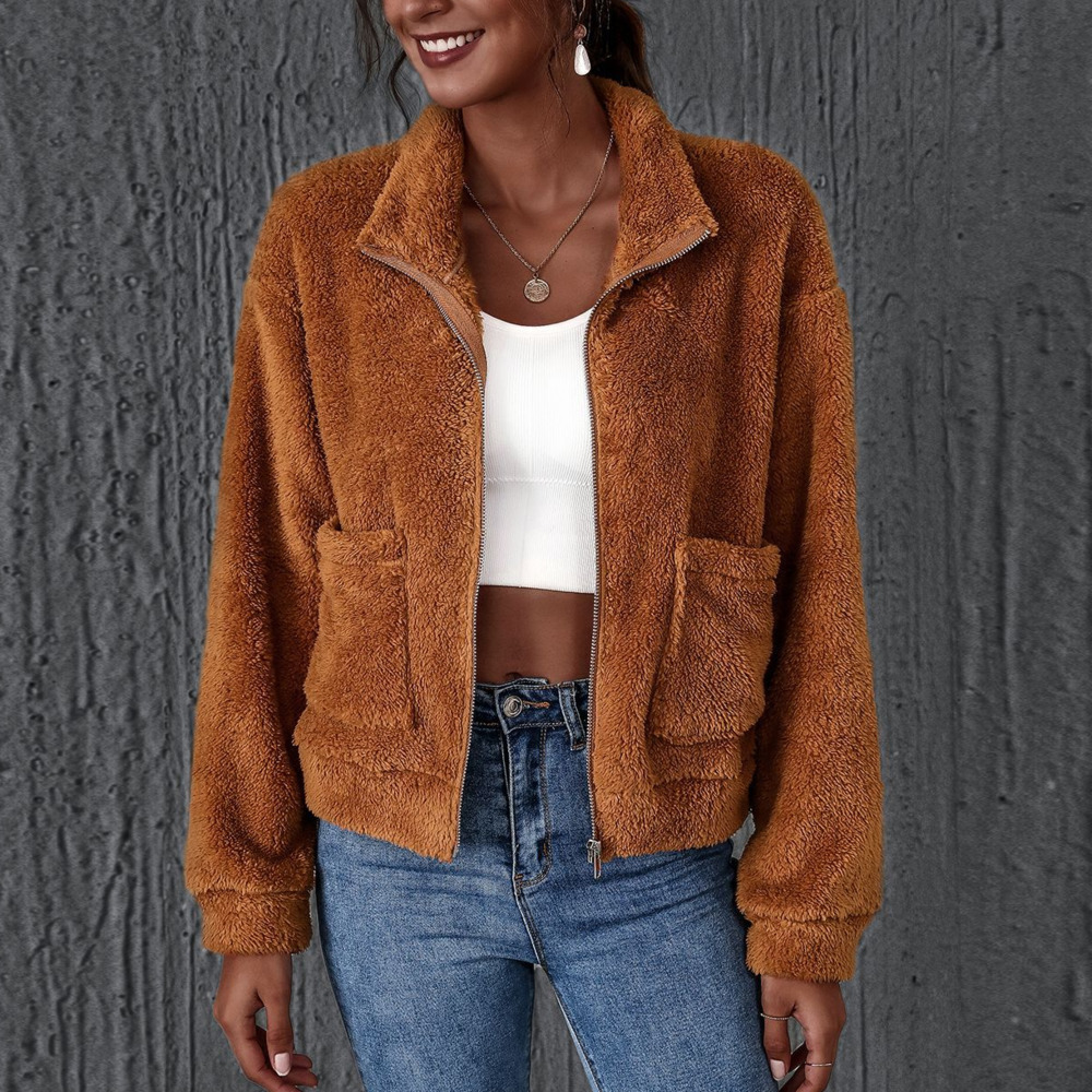 Women fur coat of fake winter casual wool women's cardigan jacket chaquette mujer QFWX, Brown
Women fur coat of fake winter casual wool women's cardigan jacket chaquette mujer QFWX, Brown