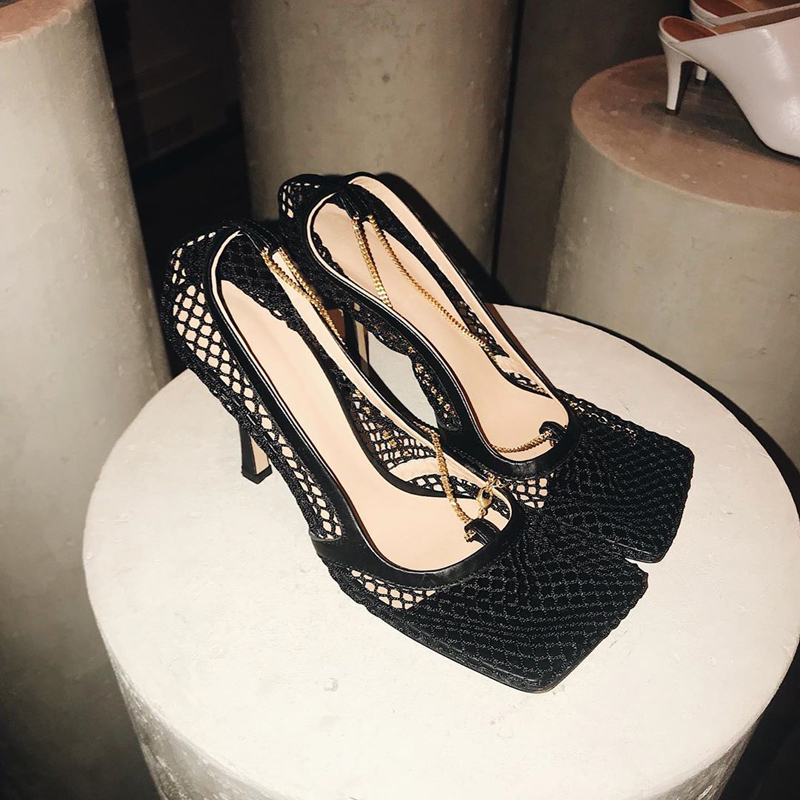 Boussac Vintage Square Toe Air Mesh Stretch Pumps Women Gold Chain High Heels Shoes Women Cuts-out Designer Shoes Women SWB0224 T200525, Black
Boussac Vintage Square Toe Air Mesh Stretch Pumps Women Gold Chain High Heels Shoes Women Cuts-out Designer Shoes Women SWB0224 T200525, Black