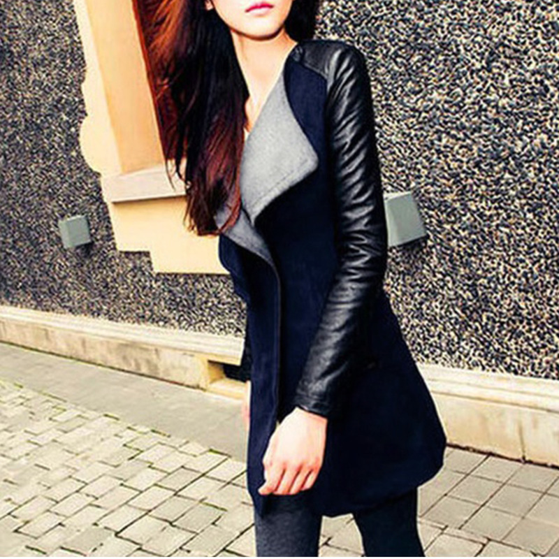 XUXI New Women Spring Fashion Woman Cost Patchwork Slim Wool Female Overcoat Winter Spring Overcoat Manteau Femme FZ795 201216