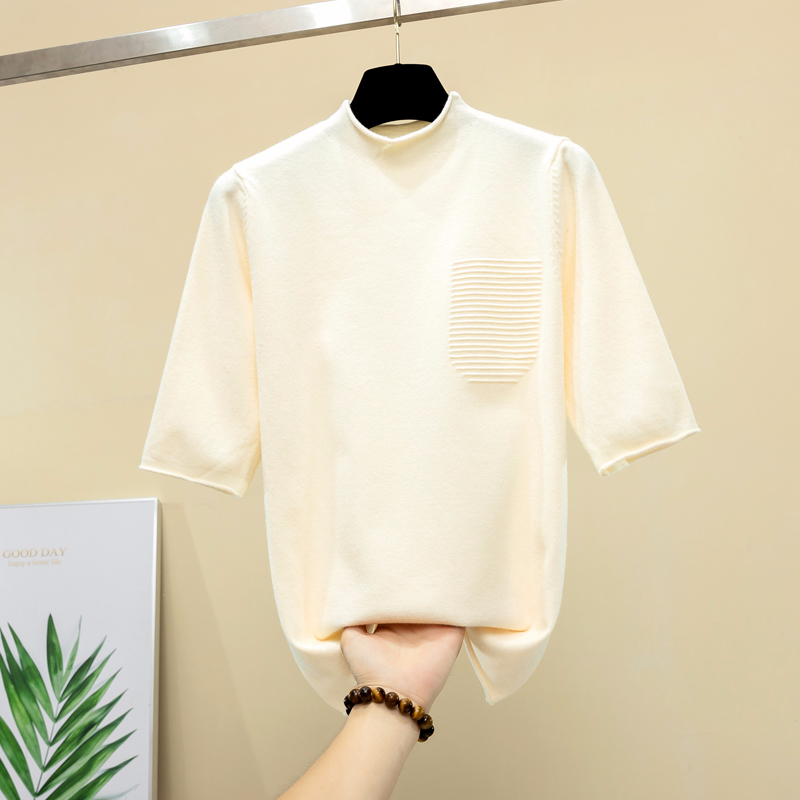 Half sleeve tops women knitted sweater half turtleneck korean modis pullover all match spring and summer new arrival 201111wtt