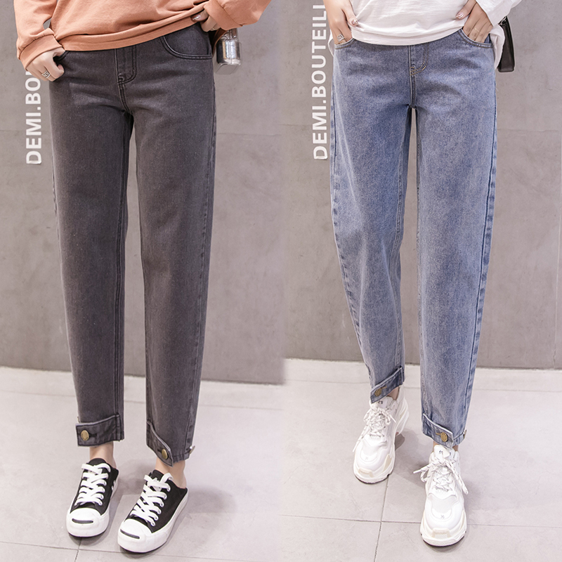 5088# Denim Loose Maternity Jeans High Waist Adjustable Belly Pants Clothes for Pregnant Women Spring Fashion Pregnancy Trousers LJ201114