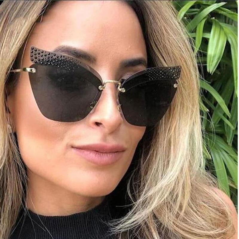 Black Rimless Cat Eye Sunglasses Women Fashion Gradient Shades Rhinestone Big Sunglasses Female Metal Glasses UV4001
Black Rimless Cat Eye Sunglasses Women Fashion Gradient Shades Rhinestone Big Sunglasses Female Metal Glasses UV4001